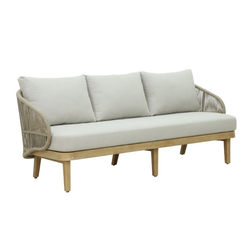 Matera 3-zits tuinbank | hardhout + touw | zand | 193cm afbeelding