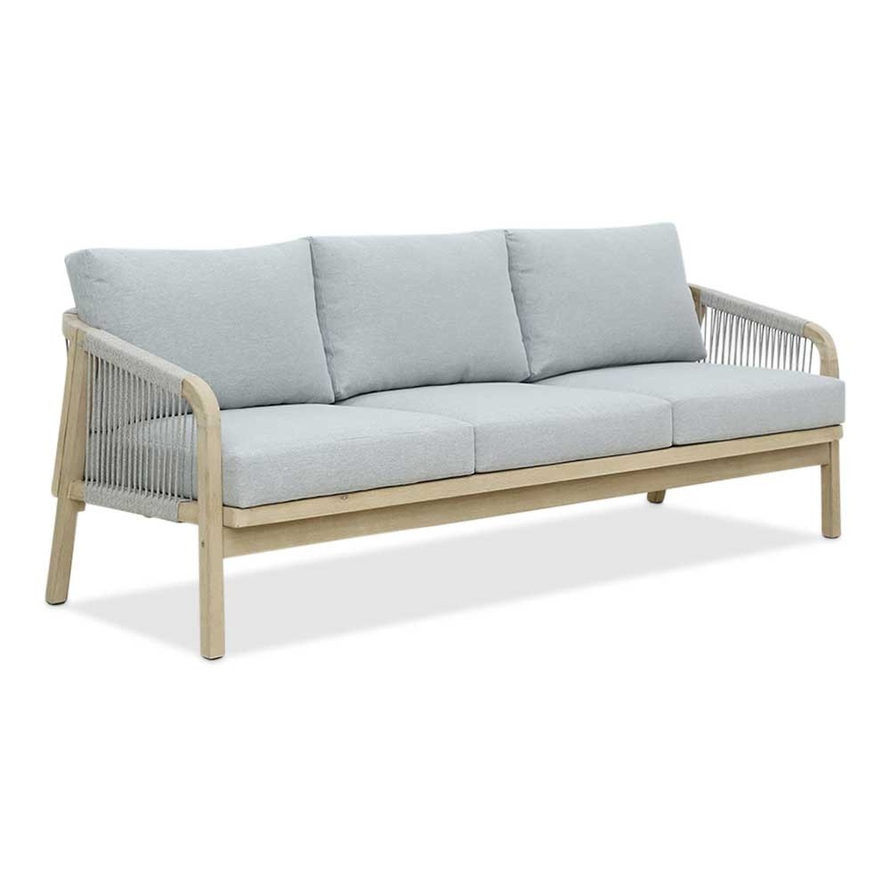 Alora 3-zits tuinbank | hardhout + touw | Light Grey | 203cm