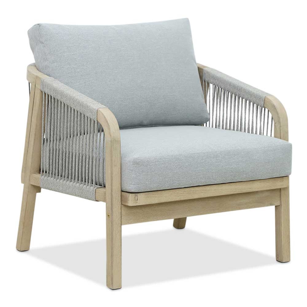 Alora loungestoel tuin | hardhout + touw | Light Grey