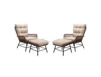 Dex lounge balkonset 2 personen | touw + aluminium | Sahara Dust | 4-delig