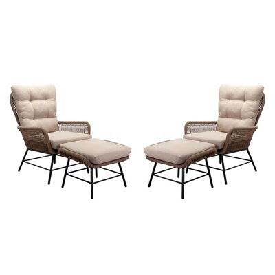 Dex lounge balkonset 2 personen | touw + aluminium | Sahara Dust | 4-delig