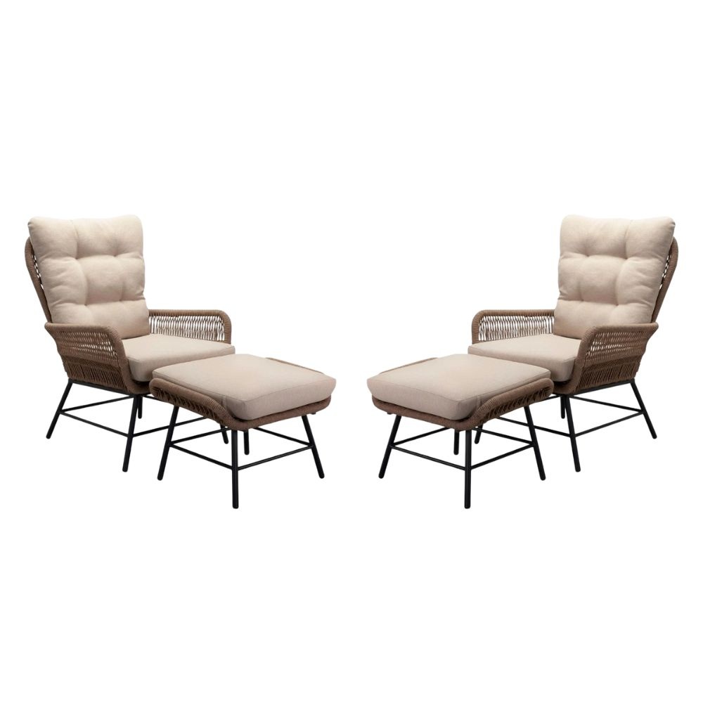 Dex lounge balkonset 2 personen | touw + aluminium | Sahara Dust | 4-delig afbeelding