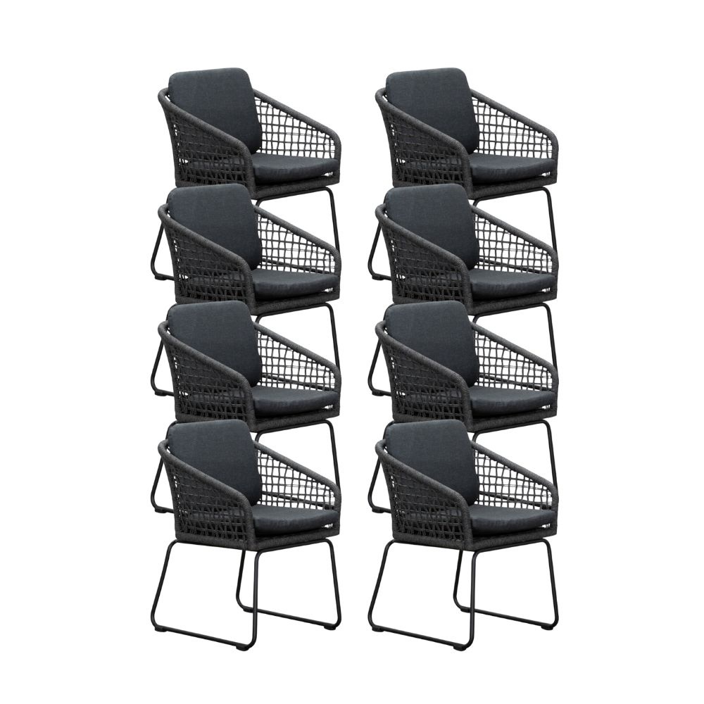 Tulum dining tuinstoel set van 8 | touw + aluminium | Lava Grey afbeelding