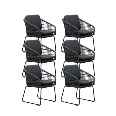 Tulum dining tuinstoel set van 6 | touw + aluminium | Lava Grey