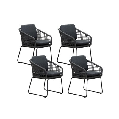 Tulum dining tuinstoel set van 4 | touw + aluminium | Lava Grey