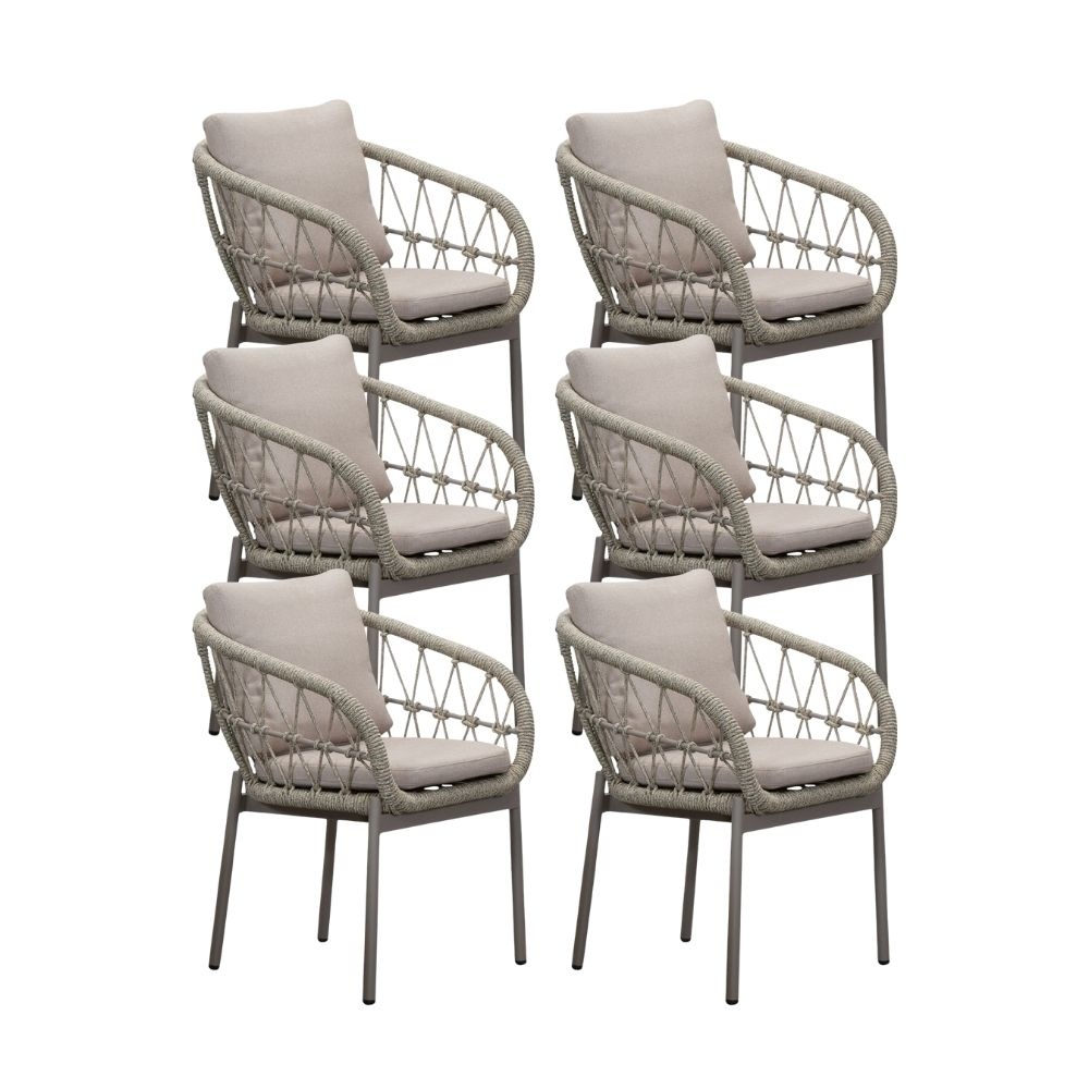 Dakota dining tuinstoel set van 6 | touw + aluminium | beige afbeelding