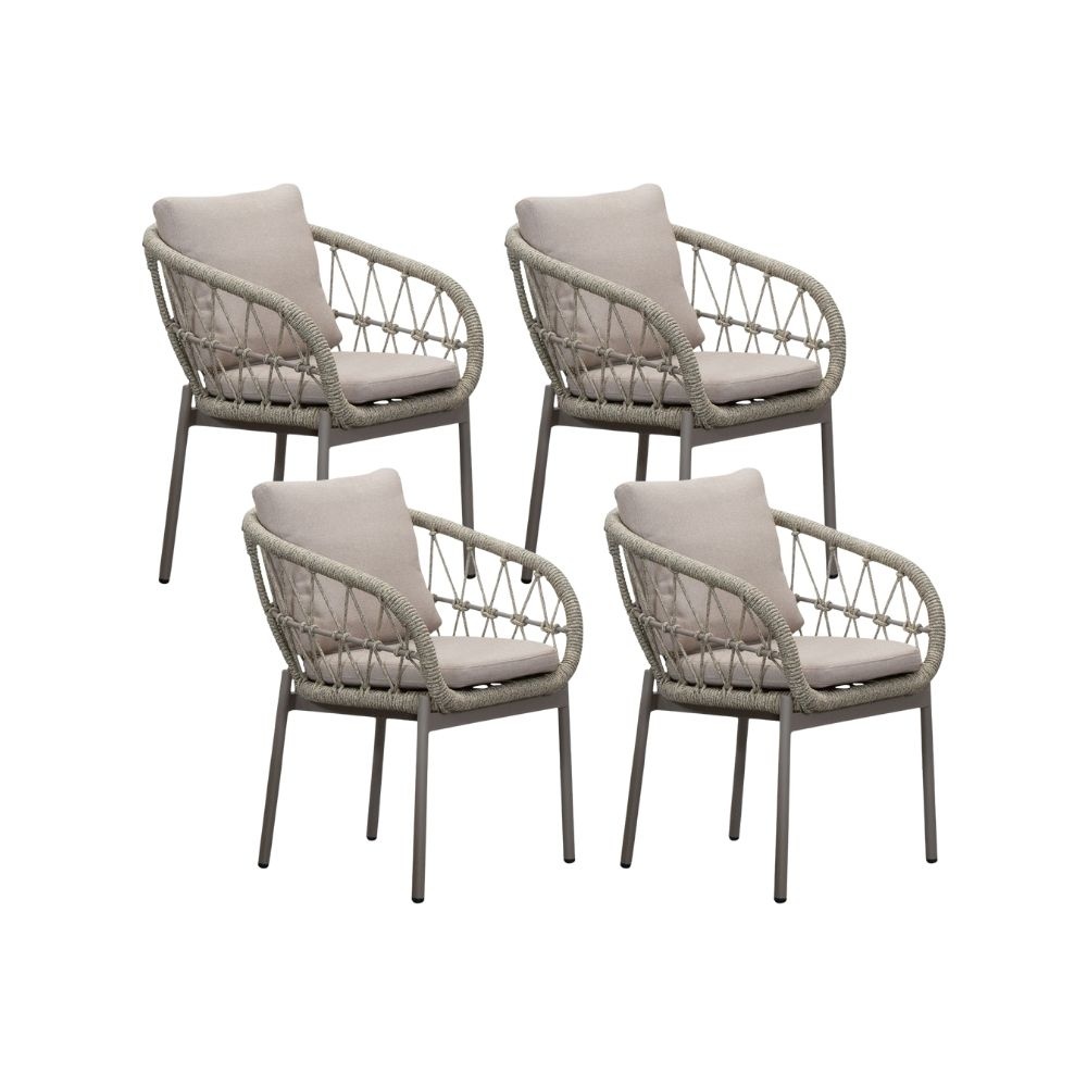 Dakota dining tuinstoel set van 4 | touw + aluminium | beige afbeelding