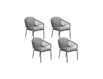 Savanna dining tuinstoel set van 4 | aluminium + touw | antraciet