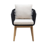 Rochefort dining tuinstoel set van 8 | touw + hardhout | zwart