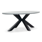 Stockholm/Karlstad zwart dining tuinset | 6 personen | betonlook + kunststof | 200cm