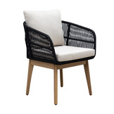Rochefort dining tuinstoel set van 4 | touw + hardhout | zwart