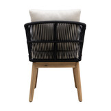 Rochefort dining tuinstoel set van 4 | touw + hardhout | zwart