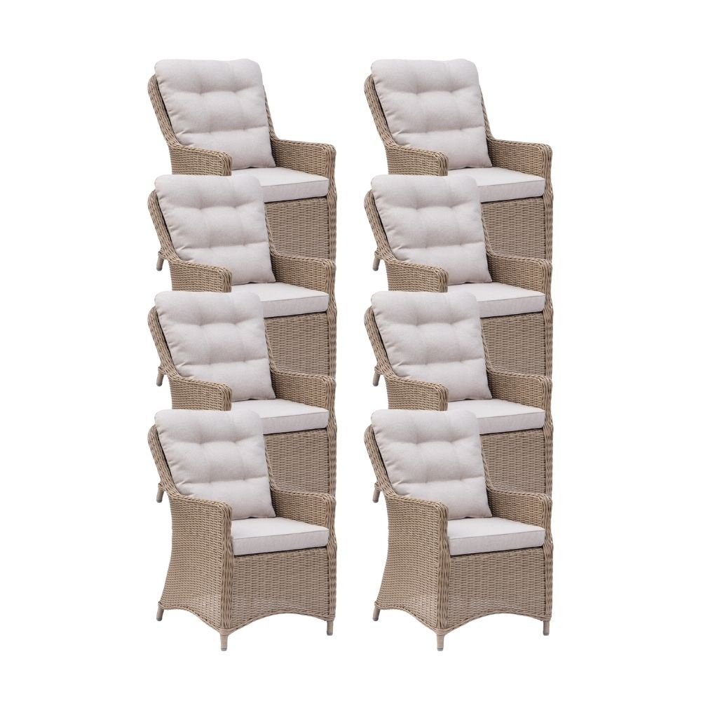 Madrid dining tuinstoel set van 8 | wicker | Royal Sand