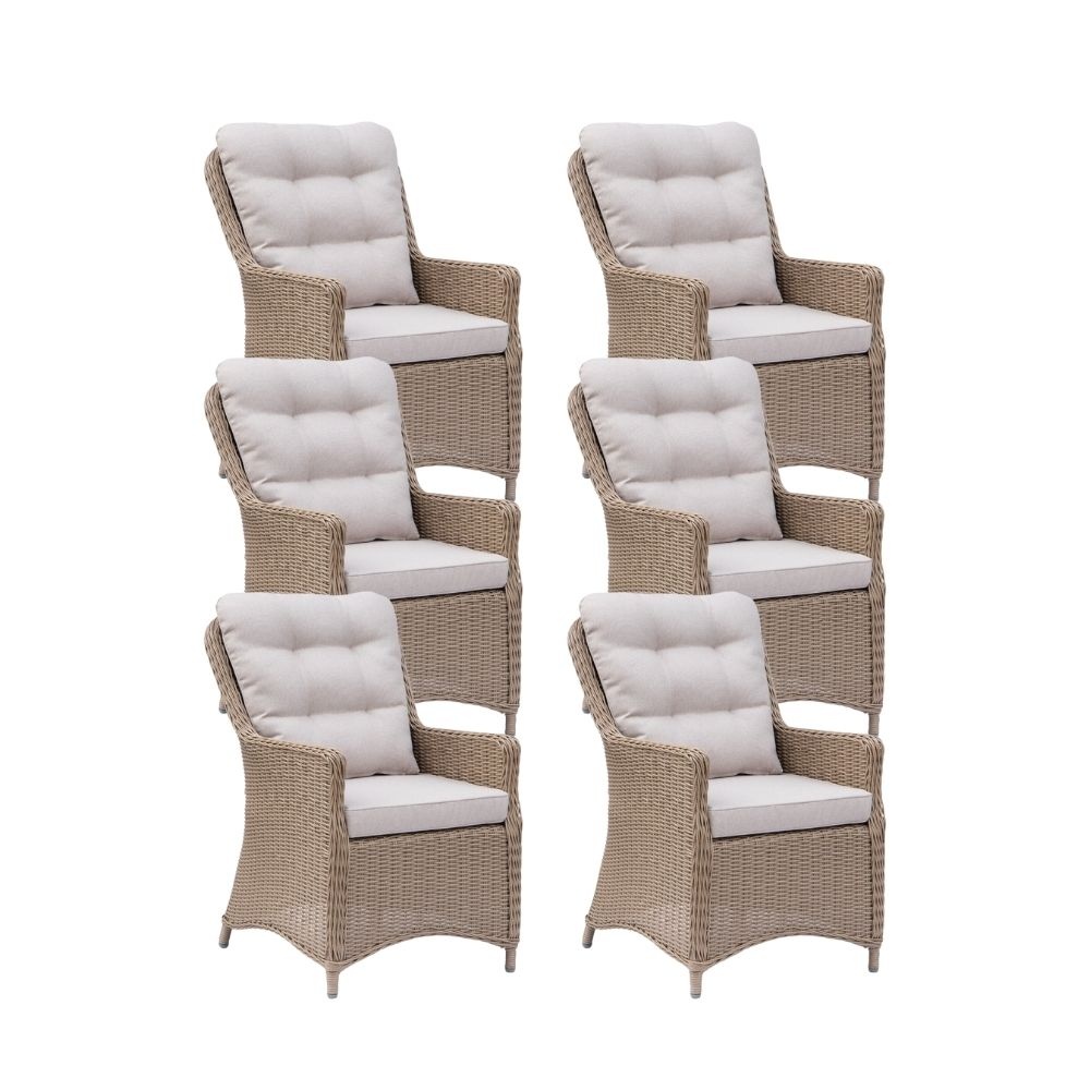 Madrid dining tuinstoel set van 6 | wicker | Royal Sand