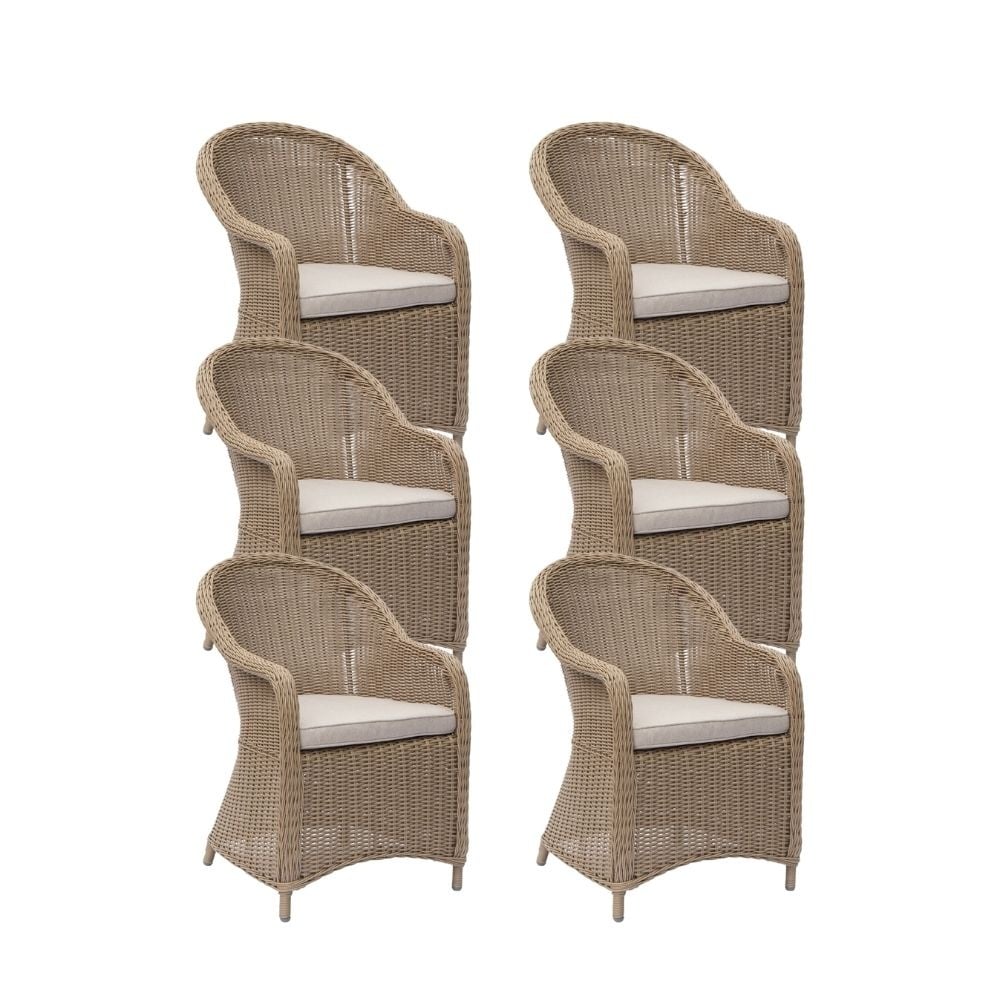 Toulouse dining tuinstoel set van 6 | wicker | Royal Sand afbeelding