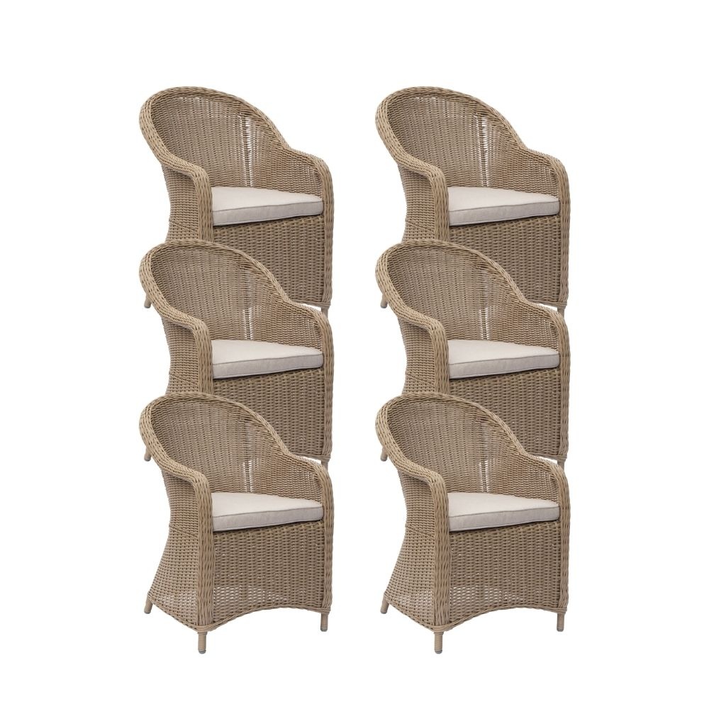 Toulouse dining tuinstoel set van 6 | wicker | Royal Sand