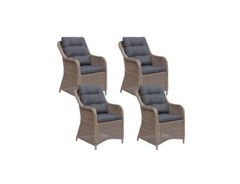 Kansas dining tuinstoel set van 4 | wicker | Ash Grey