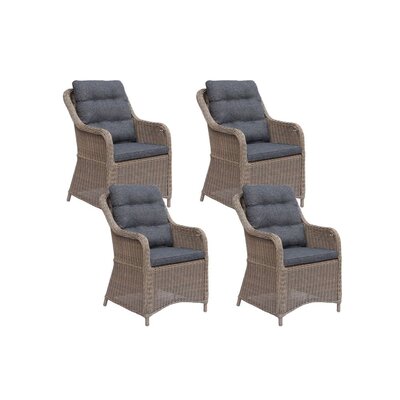 Kansas dining tuinstoel set van 4 | wicker | Ash Grey