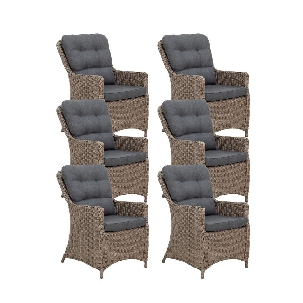 Madrid dining tuinstoel set van 6 | wicker | Ash Grey