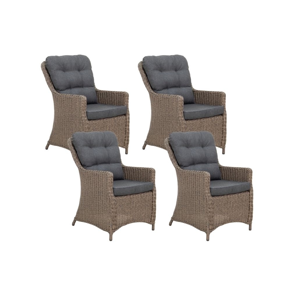 Madrid dining tuinstoel set van 4 | wicker | Ash Grey