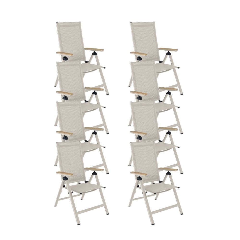 Norali dining tuinstoel verstelbaar set van 8 | textileen + aluminium | beige afbeelding