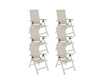Norali dining tuinstoel verstelbaar set van 6 | textileen + aluminium | beige