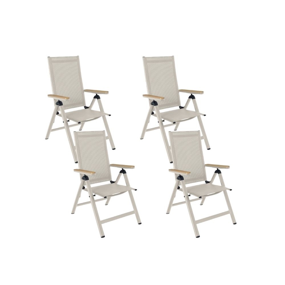Norali dining tuinstoel verstelbaar set van 4 | textileen + aluminium | beige afbeelding