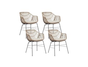 Charlotte dining tuinstoel set van 4 | wicker + staal | Bamboo taupe