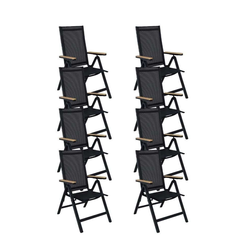 Norali dining tuinstoel verstelbaar set van 8 | textileen + aluminium | antraciet afbeelding