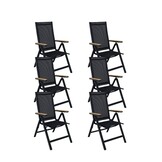 Norali dining tuinstoel verstelbaar set van 6 | textileen + aluminium | antraciet