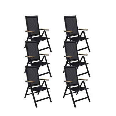 Norali dining tuinstoel verstelbaar set van 6 | textileen + aluminium | antraciet