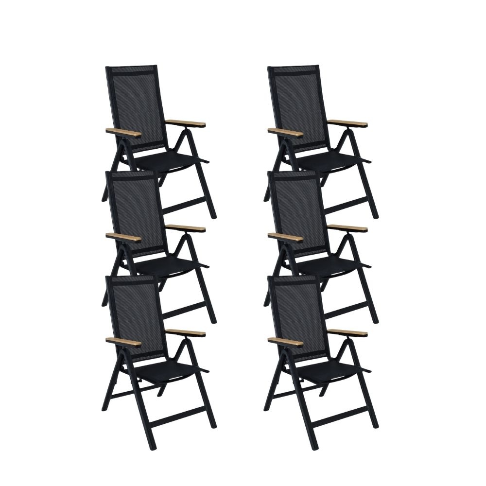 Norali dining tuinstoel verstelbaar set van 6 | textileen + aluminium | antraciet