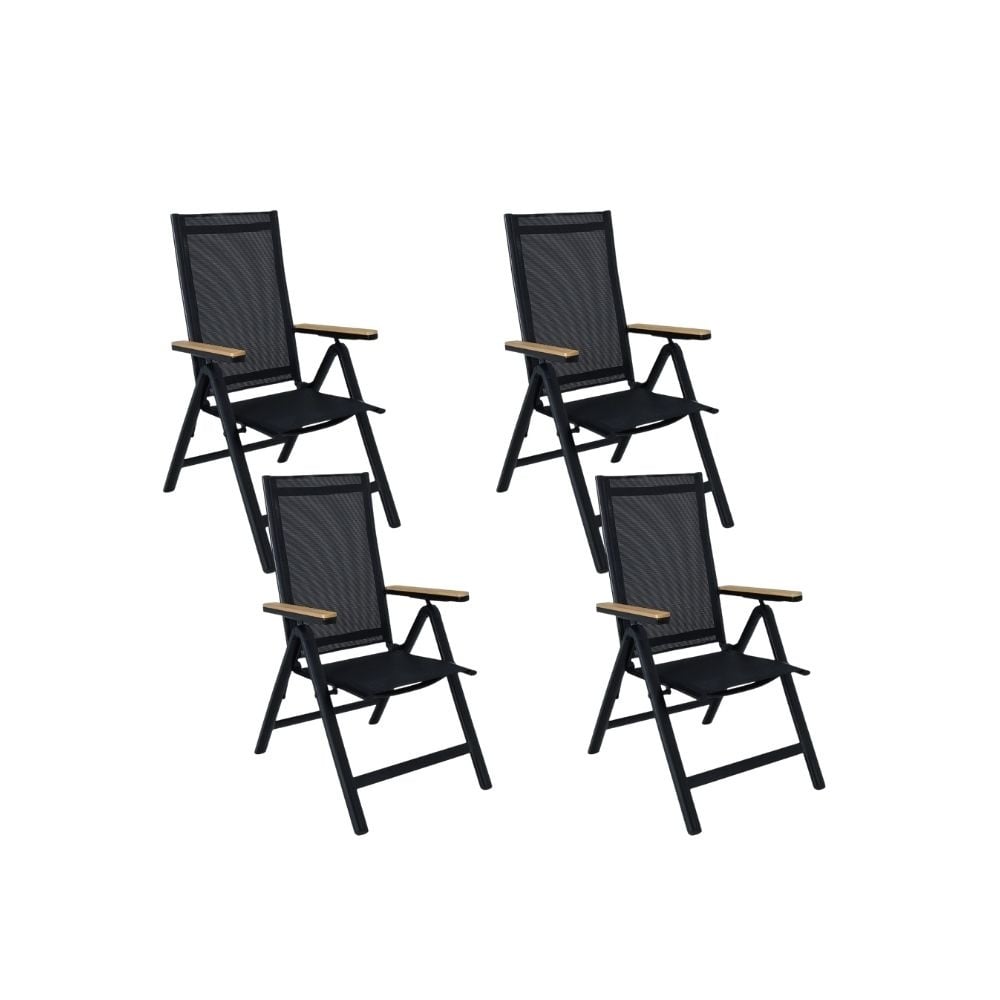 Norali dining tuinstoel verstelbaar set van 4 | textileen + aluminium | antraciet afbeelding