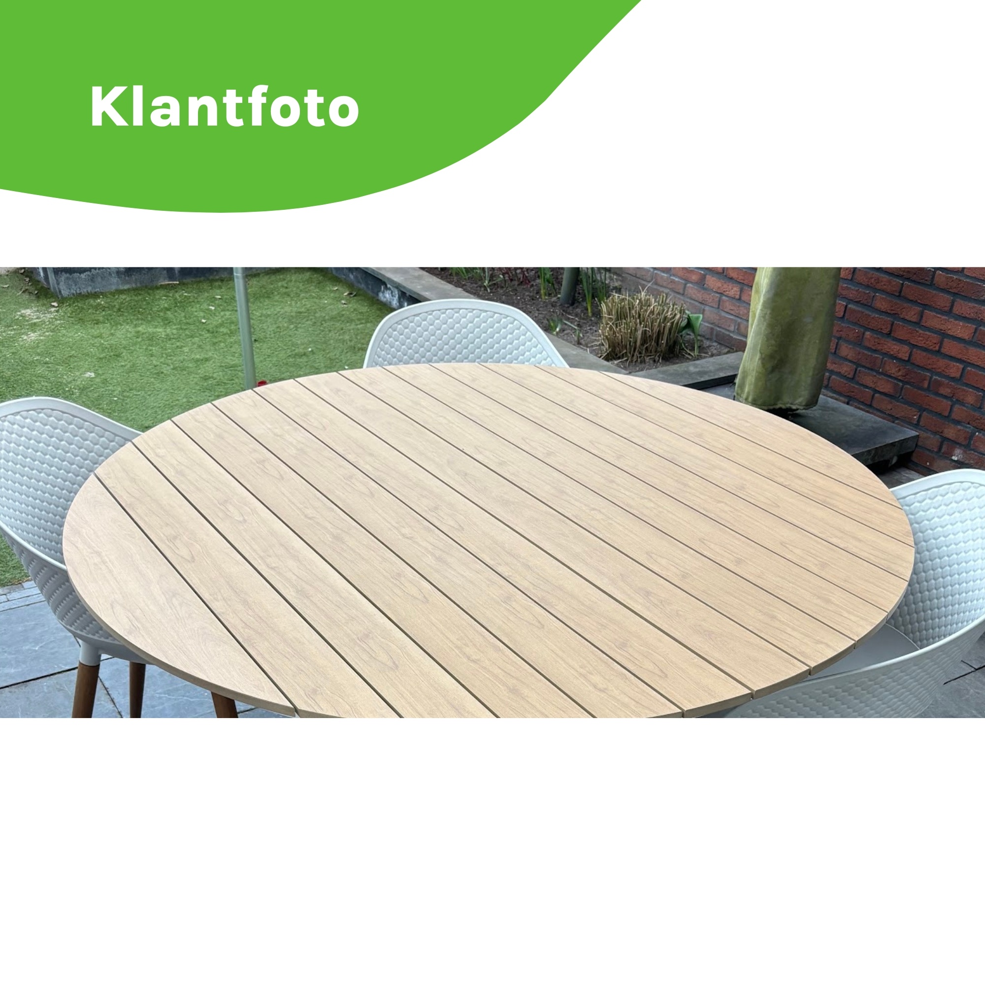 Calgary dining tuintafel | aluminium + polywood | Natural Wood | 120cm rond