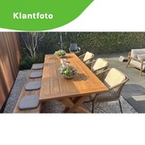 Riga/Tulum Sahara Dust stoel-bank dining tuinset | 6 personen | hardhout + touw | 250cm
