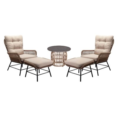 Dex lounge balkonset 2 personen | touw + aluminium | Sahara Dust | 5-delig