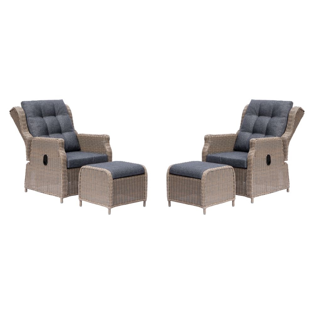 Genève lounge balkonset - verstelbaar 2 personen | wicker | Ash Grey | 4-delig