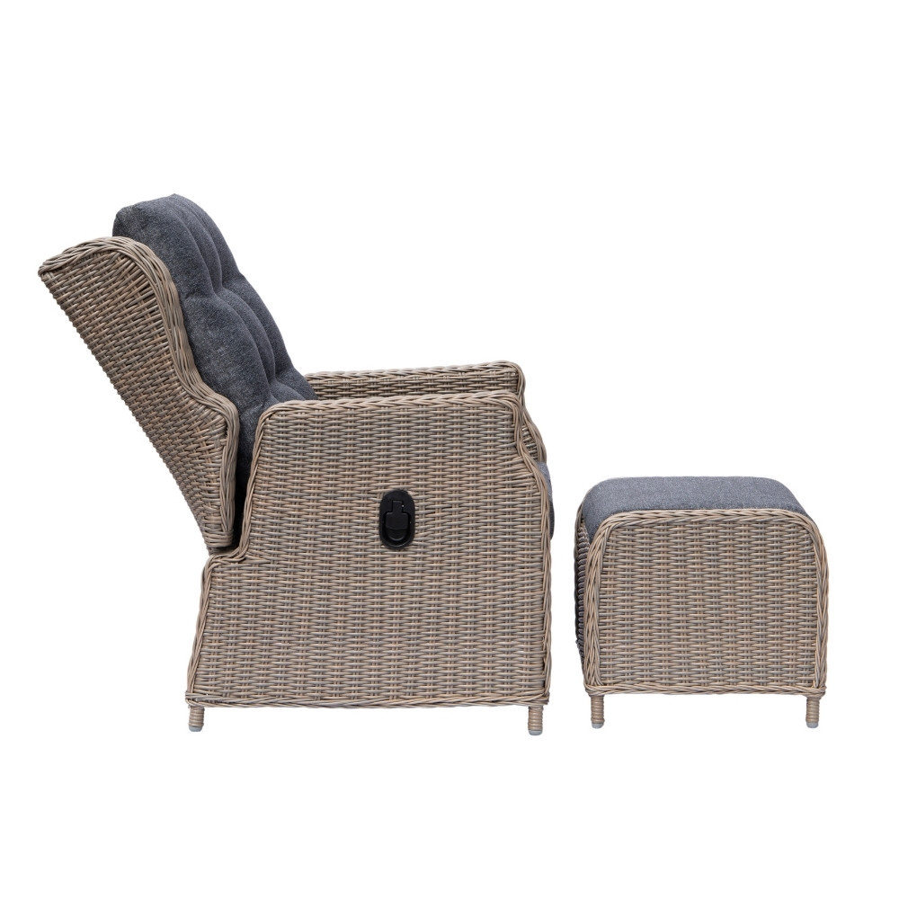 Genève lounge balkonset - verstelbaar 2 personen | wicker | Ash Grey | 4-delig