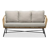 Flow/Aurora stoel-bank loungeset 5 personen | wicker + teakhout | Bamboo taupe | 5-delig