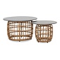 BUITEN living Flow bijzettafel set van 2 | wicker + betonlook | 55cm + 75cm