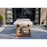 Velora dining tuintafel 8 personen | polystone + hardhout | travertinlook | 300cm
