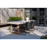 Velora/Tulum Lava Grey dining tuinset | 4 personen | travertin + touw | 200cm