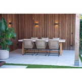 Velora/Tulum Sahara Dust dining tuinset | 4 personen | travertin + touw | 200cm