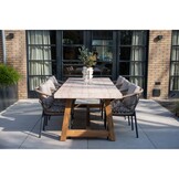 Velora/Dakota beige/antraciet dining tuinset | 8 personen | travertin + touw | 300cm