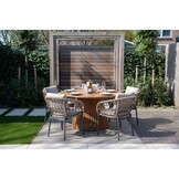 Palau/Dakota beige/antraciet dining tuinset | 4 personen | teakhout + touw | 120cm rond
