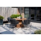 Palau/Tulum Lava Grey dining tuinset | 4 personen | teakhout + touw | 120cm rond