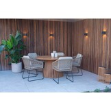 Palau/Tulum Sahara Dust dining tuinset | 4 personen | teakhout + touw | 120cm rond