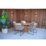 Palau/Tulum Sahara Dust dining tuinset | 5 personen | teakhout + touw | 140cm rond