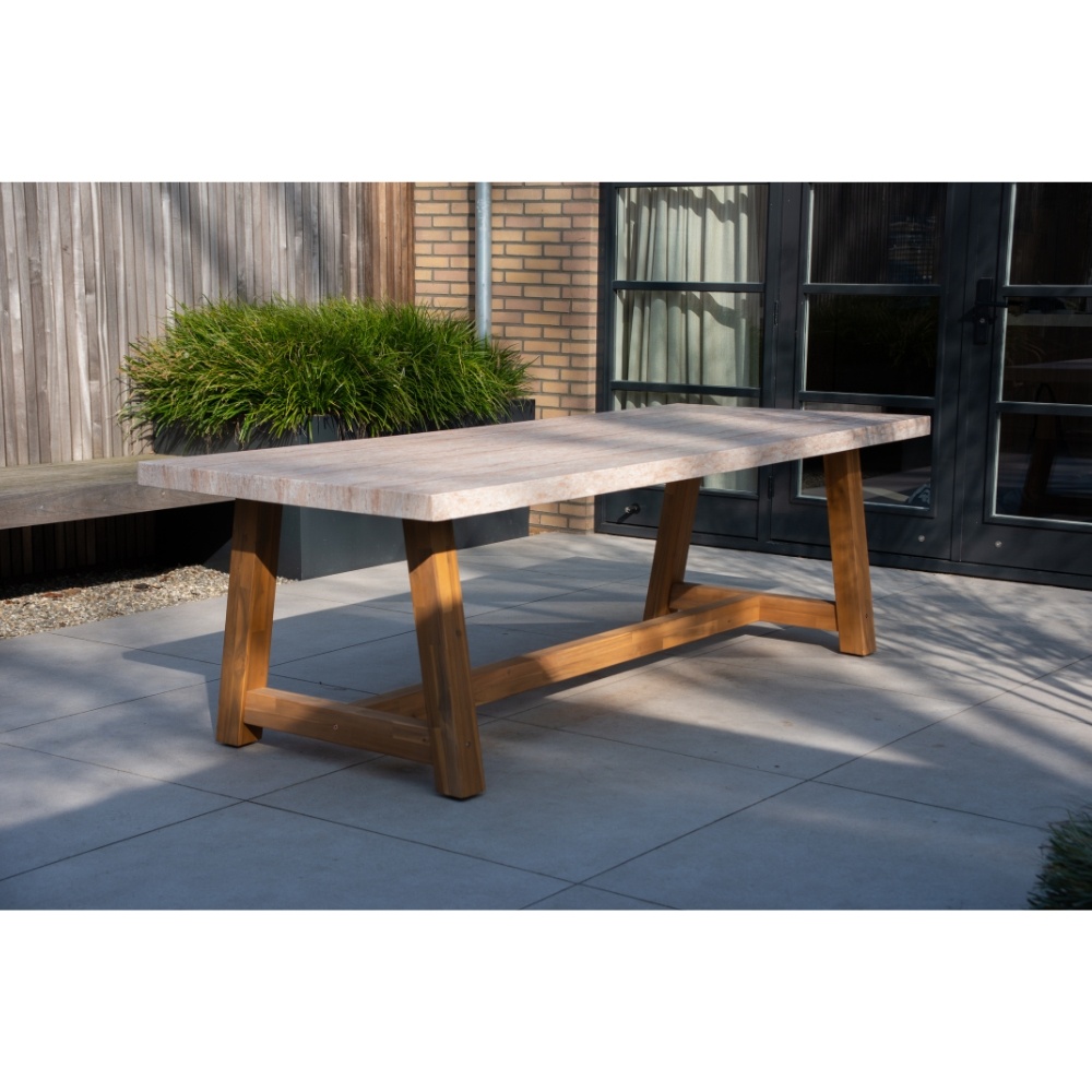 Veltis/Harper Sahara Dust dining tuinset 7-delig | travertin + touw | 250cm