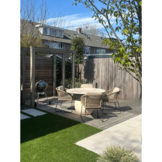 Joep/Tulum Sahara Dust dining tuinset | 4 personen | travertin + touw | 135cm rond